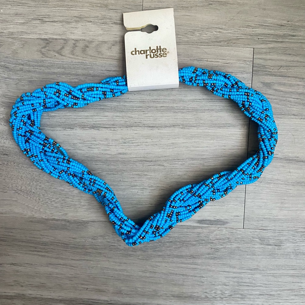 Blue and Gold Beaded Statement Necklace